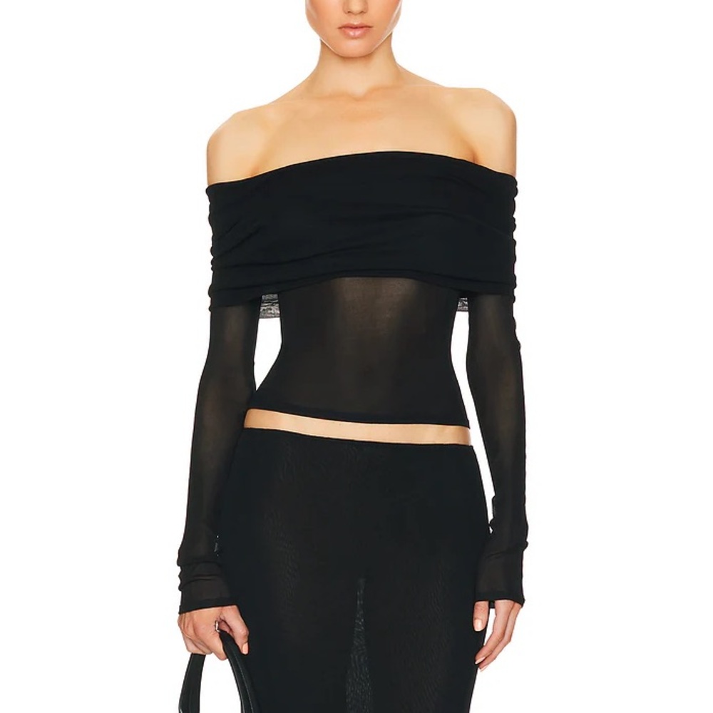 Elegant Black Off-Shoulder Long Sleeve Top